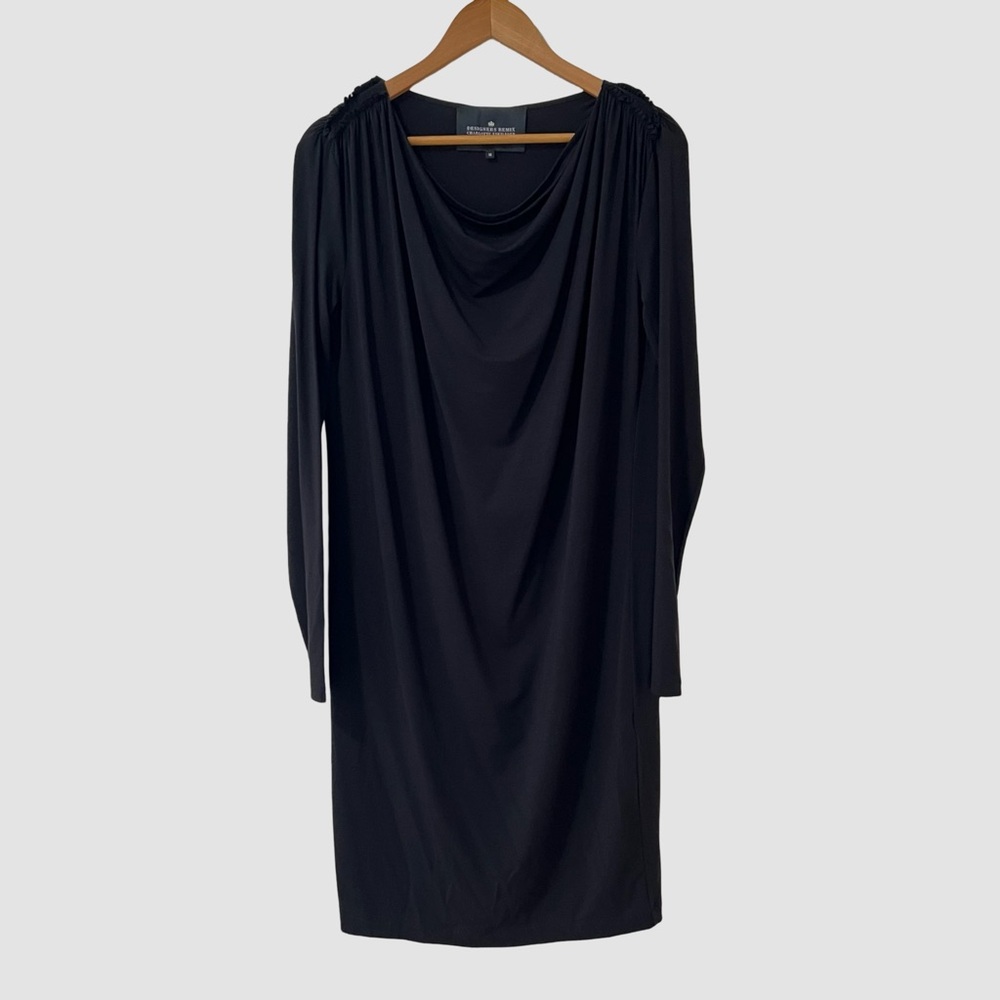 Designers Remix Charlotte Eskildsen Black Draped Neck "Caitlyn" Dress M ($245)